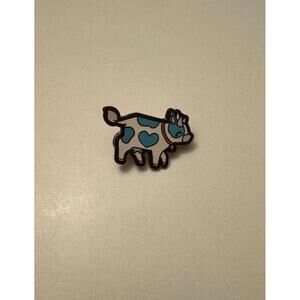 Blue cow enamel pin heart love Whalephat pin